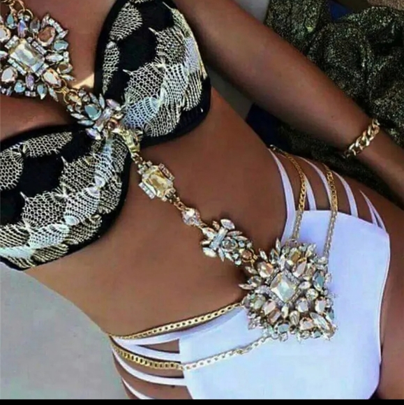 Rhinestone bling body chain harness - Picture 2 of 5